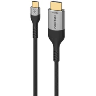 Promate MediaCord-8K Type-C to HDMI Cable, Premium Type-C (Thunderbolt-4) to HDMI AV Cable with 48Gbps Transfer Speed, 10000+ Bend Lifespan and Nylon Braided Cord for USB Type-C Enabled Devices