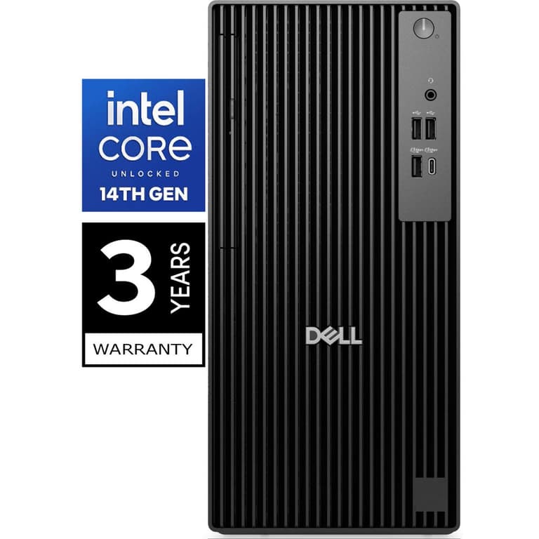 Dell Pro Tower QCT1250 (2025) 14Gen Intel Core i5 14500 14-Cores Tower w/ Wireless & Bluetooth & 3 Years Warranty - Black