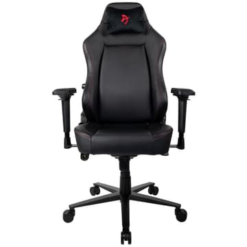 Arozzi Primo Premium PU Leather Gaming Chair Office Chair with Recliner Swivel Tilt Rocker Adjustable Height 4D Armrests Neck Pillow and Built-in Lumbar Adjustment - Black with Red Accents