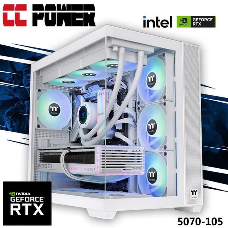 CC Power 5070-105 Gaming PC 14Gen Intel Core i9 K-Series 24-Cores w/ Nvidia RTX 5070 12GB DDR7 & Liquid Cooler