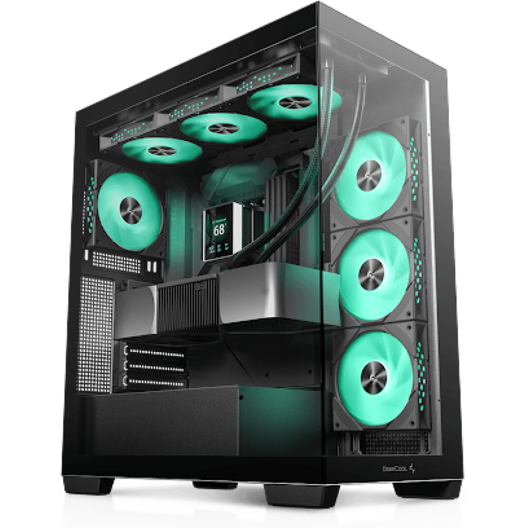 DeepCool CG580 4F Panoramic ATX Mid-Tower Case 4x Pre Installed Fans Single Chamber, Support Back Connectors & Up to 2x 360mm Radiators, Front 2x USB3.0 , Black