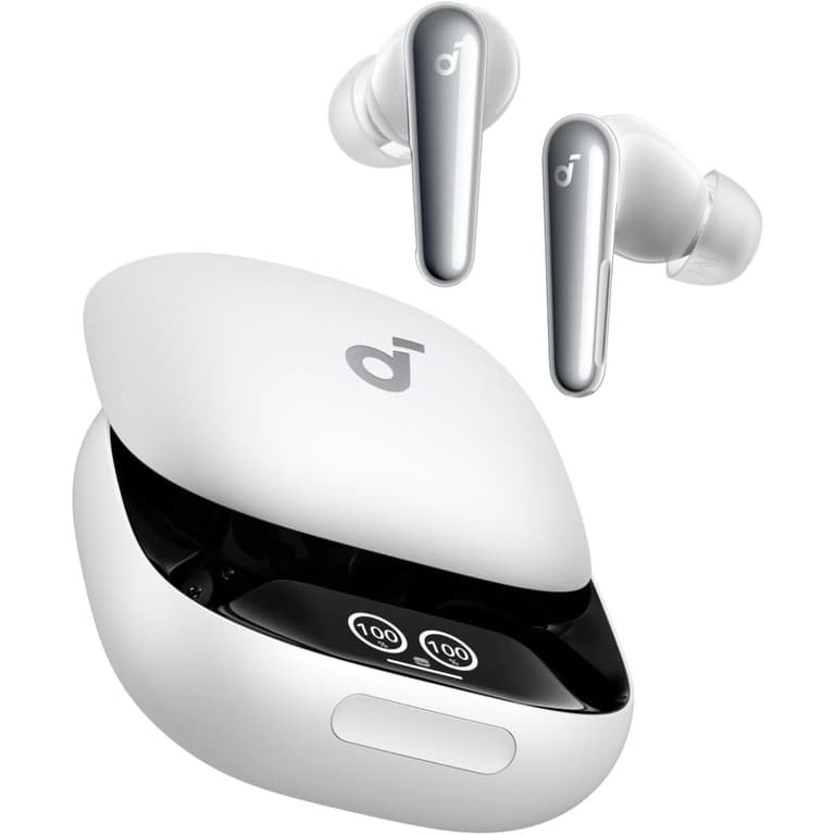 Anker Soundcore Liberty 4 Pro, Noise Cancelling Wireless Earbuds, 7-Sensor and Real-Time Adaptive Noise Cancelling, 2× Faster Charging, Studio-Level Hi-Fi Music, Clear Calls with 6 Mics and AI - White