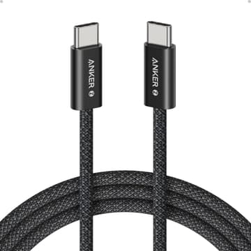 Anker Zolo 240W USB Type-C to USB Type-C Cable, Braided and Dirt-Free Type C Fast Charging 1.5m Cable - Black