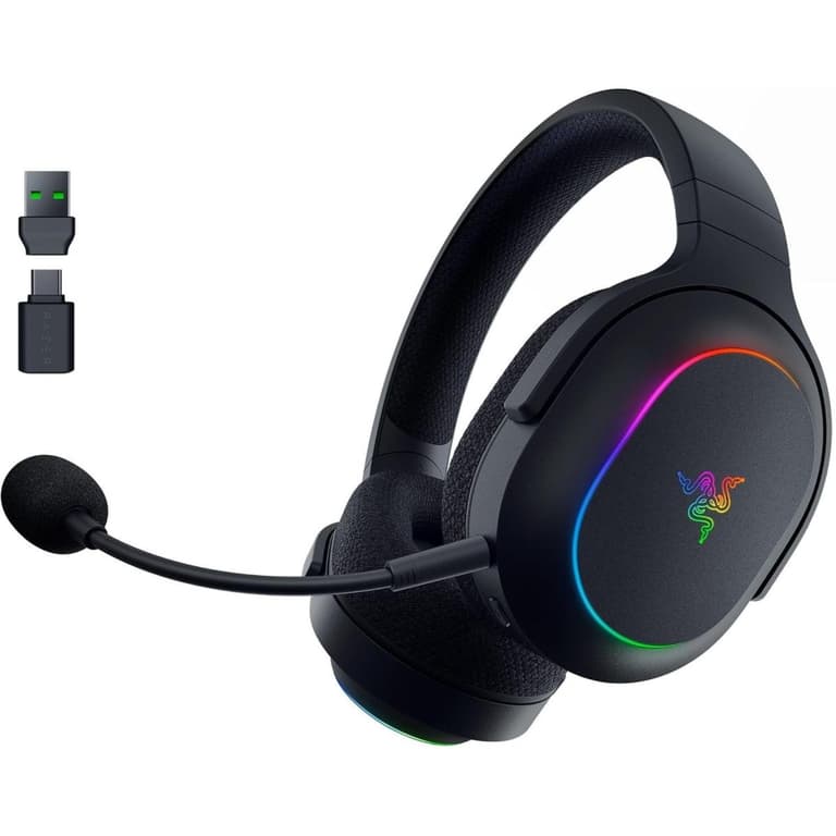 Razer Barracuda X Chroma Wireless Gaming Headset: 2.4GHz Wireless & Bluetooth - Lightweight - Chroma RGB - 40mm Drivers - Cardioid Mic - 70 Hr Battery - for PC, Mac, PS5, Switch, Smartphone - Black