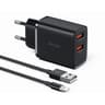 Mcdodo CH-5071 USB-A X 2 Port 12W Fast Wall Charger + USB-A to Lightning Cable - Black product thumbnail 1