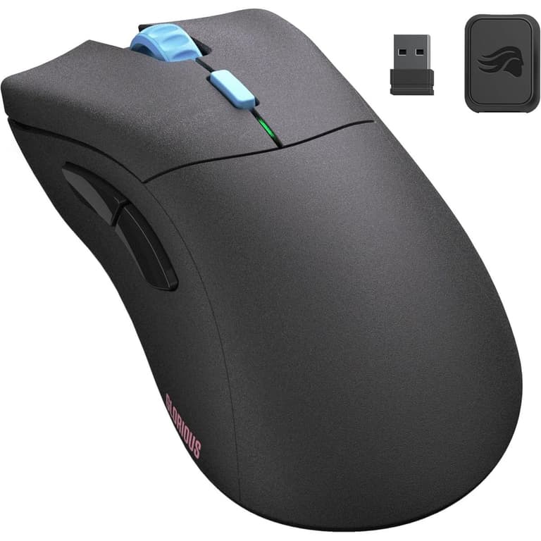 Glorious Model D Pro Wireless Gaming Mouse, Up to 19000 DPI Range, 6 Total Remappable Buttons, Glorious BAMF Sensor, Rounded Edge 100% PTFE Mouse Feet, 2.4GHz Dongle, Black