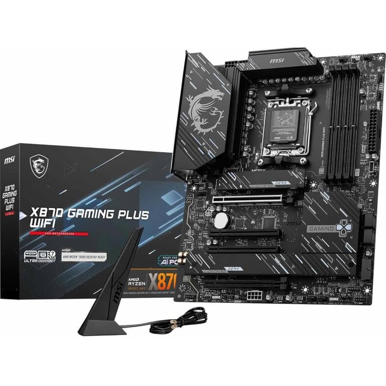 MSI X870 Gaming Plus WiFi 7 ATX AMD AM5 SPS VRM DDR5 Memory Boost 8200+ MT/s (OC), PCIe 5.0 x16 & 4.0 x16, M.2 Gen5, 5G LAN Mainboard