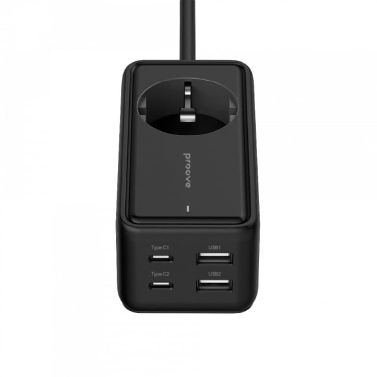 Proove PD-03 Plug Socket Power Strip With 2 Type-C + 2 USB 65W Extension Strip 1 AC Outlets EU Power Socket - Black