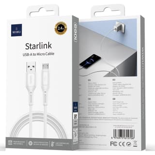 WiWU Wi-C042E A-M 2.4A Charging Cable USB - A to Micro USB Data Transfer Cable 1M - White