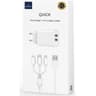WIWU Wi-U003 Quick Series Dual USB Charger with 3 in 1 USB To Type-C + Lightning + Micro, Charging Data Cable Set- White product thumbnail 1