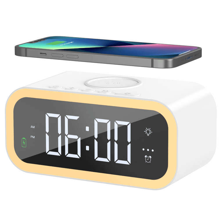 WIWU Wi-W015 Wireless Charger 15W Phone Charging Stand Alarm Clock Night Light - White