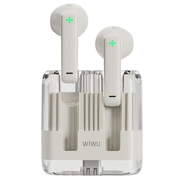 WiWU T21 Transparent Wireless Bluetooth Earbuds Environmental Noise Cancellation up to 180 hours of standby power - White