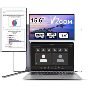 V2COM Z2 15.6'' Portable Triple Monitor for Laptops, Ultra-Thin IPS Narrow border Screen Extender, Compatible with Mac, Windows & Chrome - Perfect for Multitasking, Fits Most Laptops