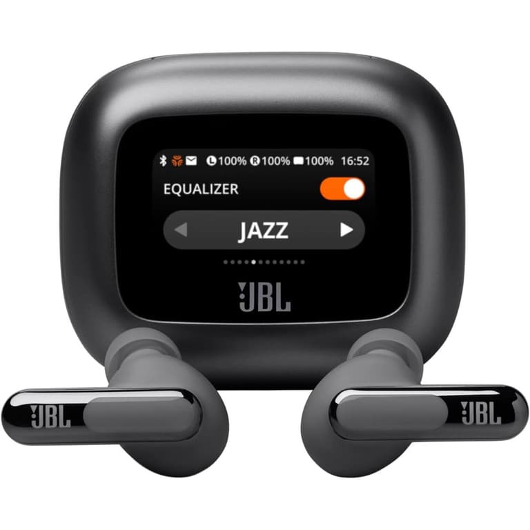 JBL Live Beam 3 Wireless Earbud Headphones, Up to 48 Hours Battery Life, Personi-fi 3.0, True Adaptive Noise Cancelling & Signature Sound, IP55 Waterproof, with Earplugs, Black