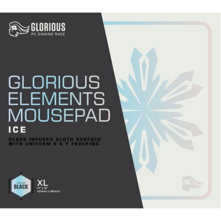 Glorious Elements Mousepad - XL Mouse Pad - Glass Infused Flexible Cloth Computer Desk Pad for Speed Gaming 430X380X4MM (ICE)