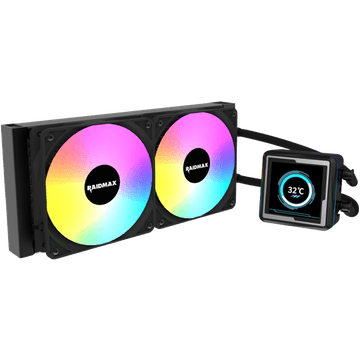 Raidmax LM240 ARGB LCD AIO Water Cooling System 240mm ARGB 2.73" IPS Animation LCD Display Compatible with Intel & AMD CPU Socket . Black