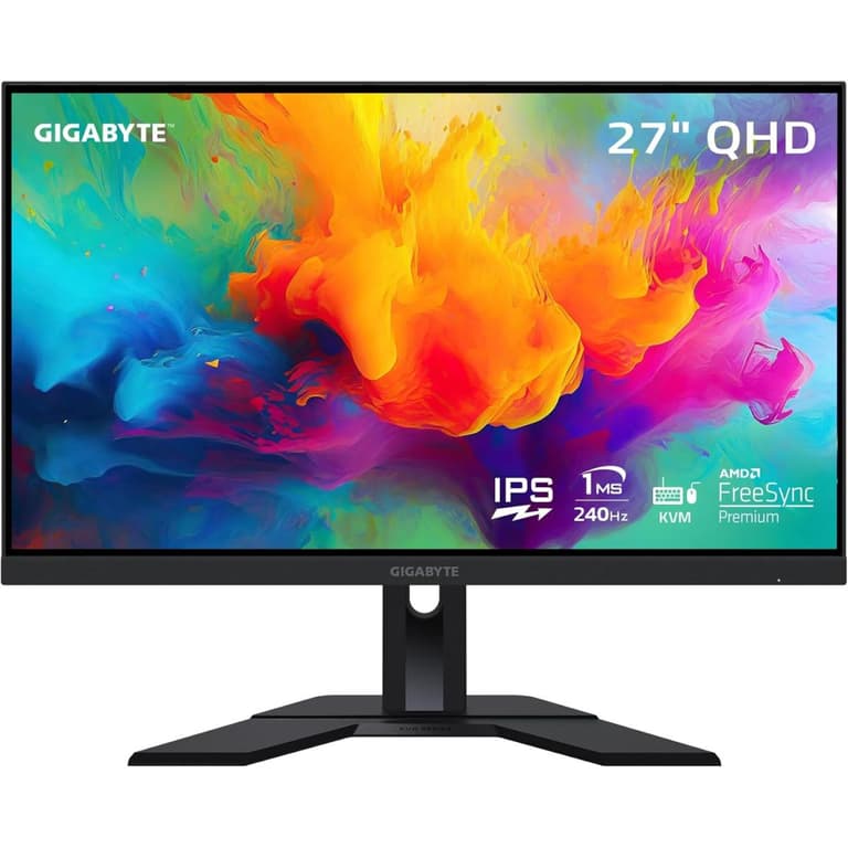 GIGABYTE M27Q X SS IPS 27" 2K 240Hz KVM Gaming Monitor 1ms Response Time, 92% DCI-P3, 1x Display Port 1.4, 2x HDMI 2.0, 2x USB 3.0, 1x USB Type-C w/ Speakers , Black