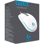 Logitech G203 Wired Gaming Mouse, 8,000 DPI, Rainbow Optical Effect LIGHTSYNC RGB, 6 Programmable Buttons, On-Board Memory, Screen Mapping, PC/Mac Computer and Laptop Compatible - White product image