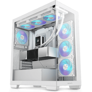 DeepCool CG580 4F Panoramic ATX Mid-Tower Case 4x Pre Installed Fans Single Chamber, Support Back Connectors & Up to 2x 360mm Radiators, Front 2x USB3.0 , White