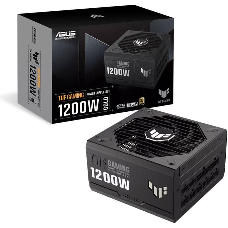 ASUS TUF Gaming 1200W Fully Modular Power Supply, 80 Plus Gold Certification, ATX12V, 135mm Axial Tech Fan Design, Protective PCB Coating, ATX 3.0 Compatible, Black