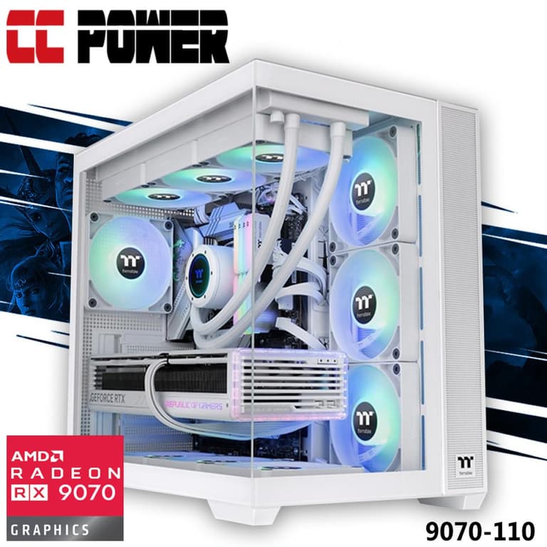 CC Power 9070-110 Gaming PC 14Gen Intel Core i9 K-Series 24-Cores w/ AMD Radeon 9070 16GB DDR6 & Liquid Cooler