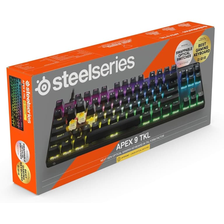 SteelSeries Apex 9 TKL - Mechanical Gaming Keyboard - Optical Switches - 2-Point Actuation - Keyless Compact Size - Removable Switches - US Layout (QWERTY)