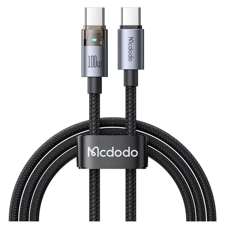 Mcdodo CA-5580 100W Type-C Super-Fast Charge & Data Cable with Charge Light (1.2M) - Black