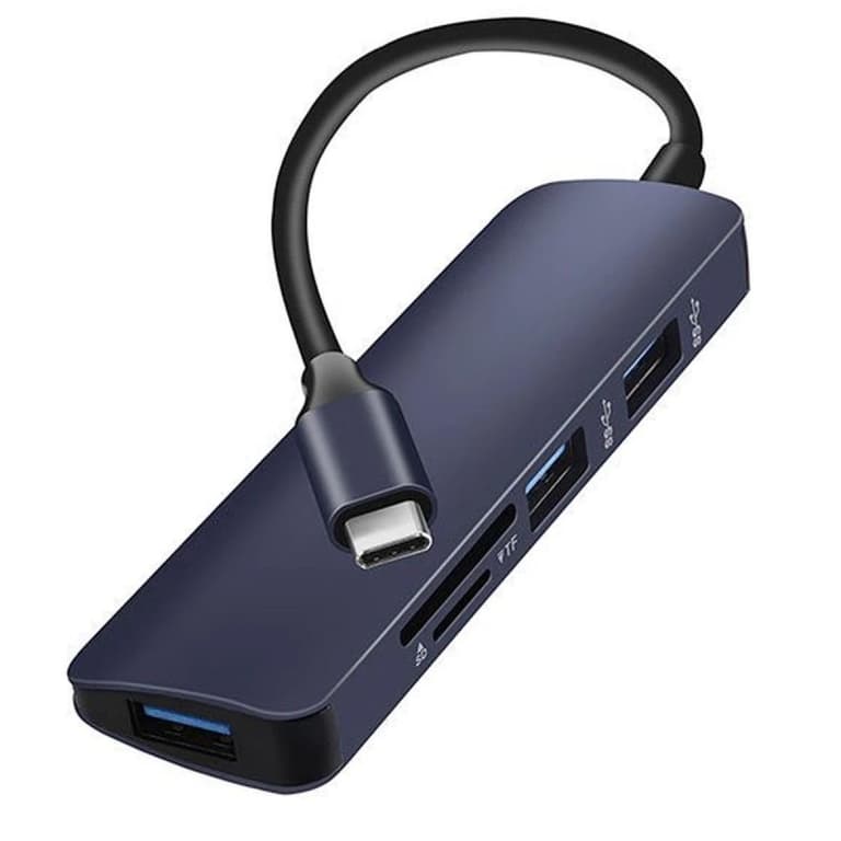 Coteci MB1082 5-in-1 Type-C Adapter TF/SD Card Reader - Black
