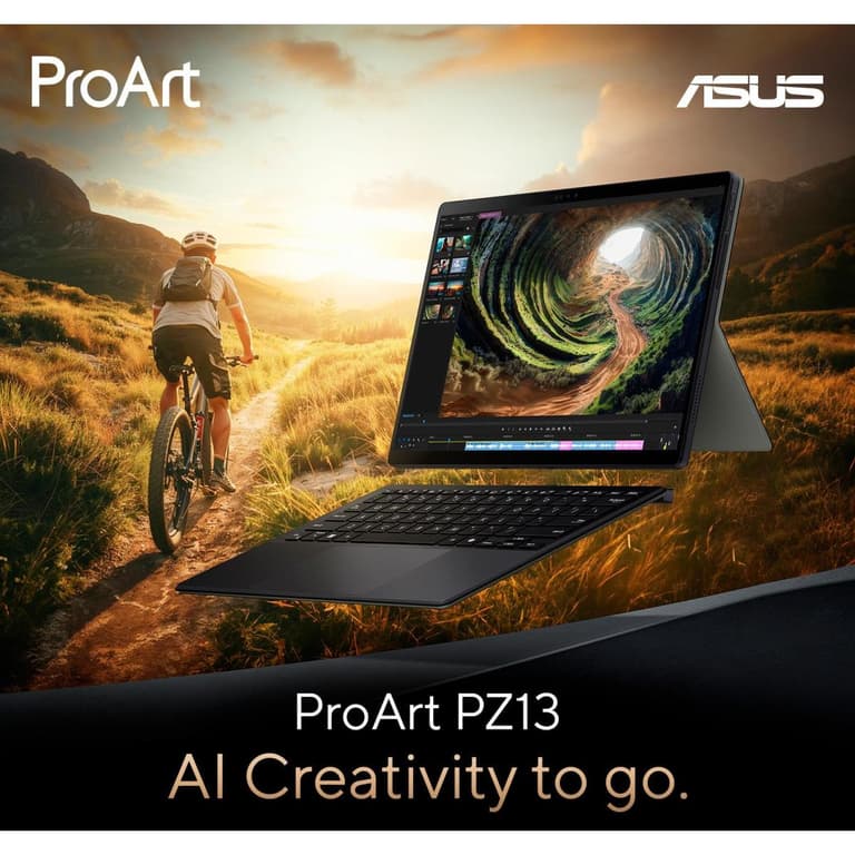 ASUS ProArt PZ13 Detachable (2024) HT5306QA Copilot+ PC Snapdragon X Plus 10-Cores AI-Accelerated 2-in-1 Touch (512GB/16GB) w/ OLED 2.8K Display & Backlit Keyboard - Black