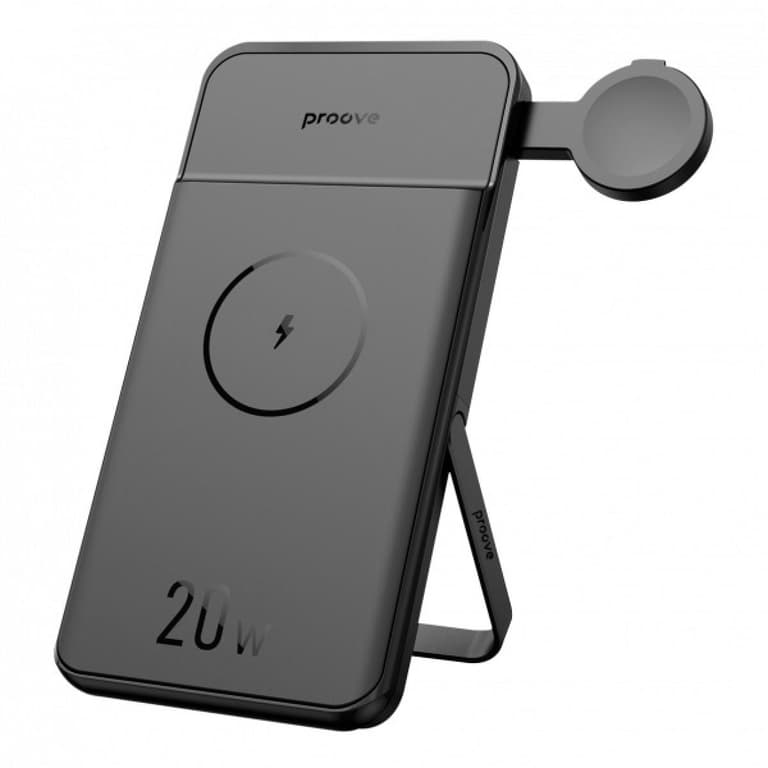 Proove 2 in 1 Magnetic Power Bank with Stand, 10,000mAh Wireless Portable Charger, 20W Fast Charging - Black