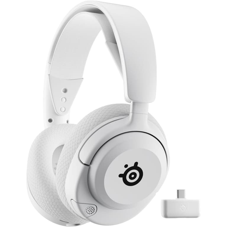 SteelSeries Arctis Nova 5 Wireless Headphones, 40mm Neodymium Drivers, ClearCast Gen 2.x, Retractable Boom, 360° Spatial Audio, Quick-Switch Wireless, White