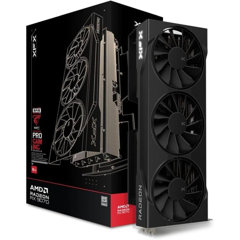 XFX Swift AMD Radeon RX 9070 OC Triple Fan Gaming Edition , 16GB GDDR6 256-Bit Memory, 2700 MHz Boost Clock, 4096 Stream Processors, 20 Gbps Memory Speed, PCI Express 5.0 , Black