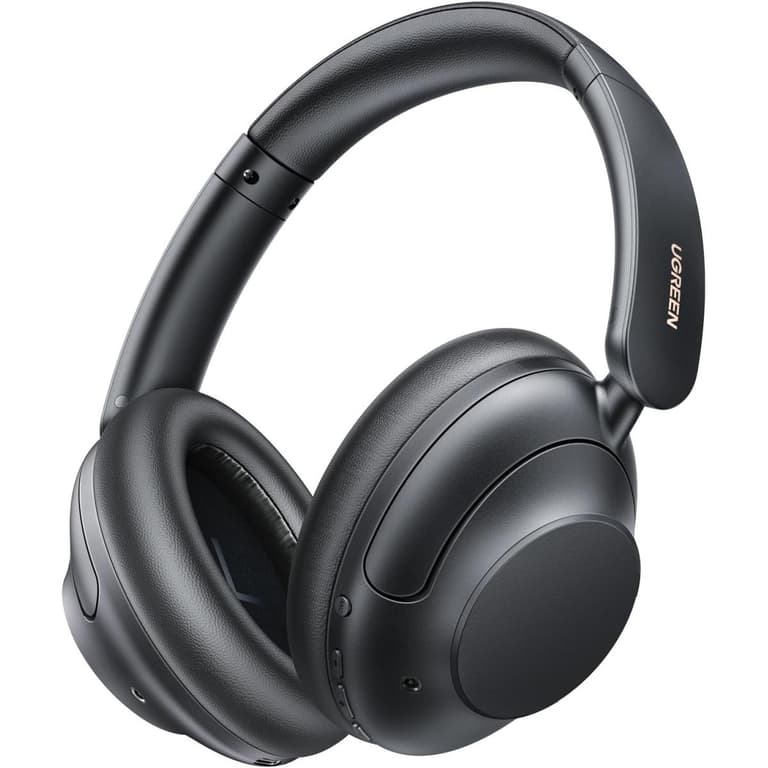 UGREEN HiTune Max 5 Noise Cancelling Headphones Wireless Bluetooth 5.0 Headphone Over-Ear, 90 Hours Playtime Fast Charging Headsets, HiFi Stereo Hi-Res Deep Bass Lightweight Foldable, Built-in Mic - Black