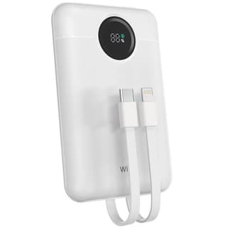 WiWU Wi-P022 Galaxy Power Bank 22.5w, 10000mAh Fast Charging, with Dual Built-in charging cable Type-C + Lightning - White