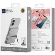 WiWU Wi-P034 5000mAh Ultra Slim Portable Power Bank with 15W Output Multiple Functions Foldable Stand Back Mirror Wireless Charging - Silver product image