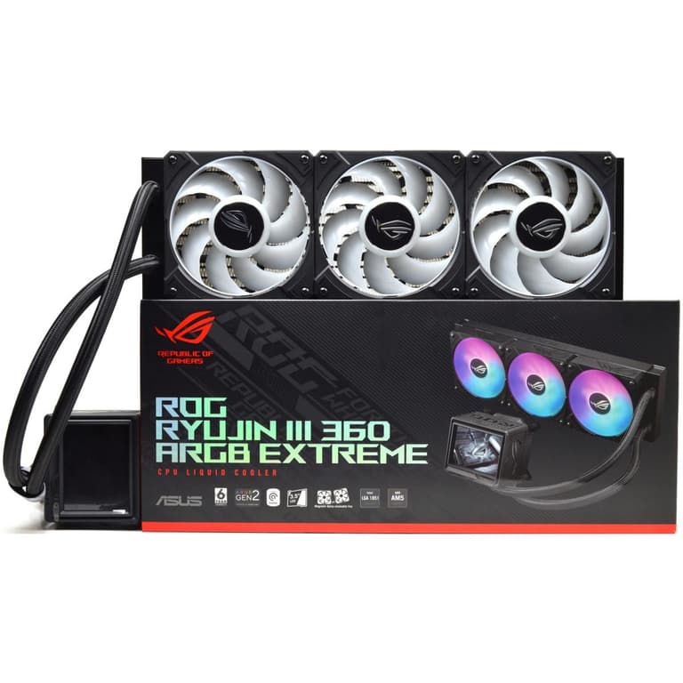 ASUS ROG RYUYJIN III 360 ARGB Extreme All-in-one AIO CPU Liquid Cooler For AMD Ryzen & Intel , Asetek Gen8 V2 Pump; high Airflow & Static Pressure Magnetic Fans , Black