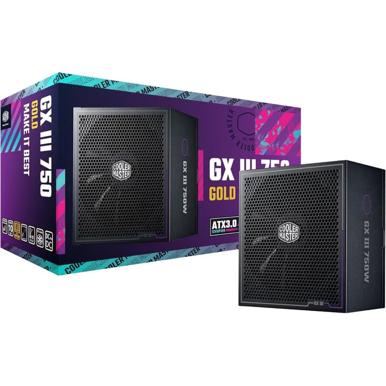 Cooler Master GX II 750W 750W 80+ Gold ATX 3.1 Full Modular 12VHPWR PCIe 5.0 Connector, Silent Fan | Zero-RPM