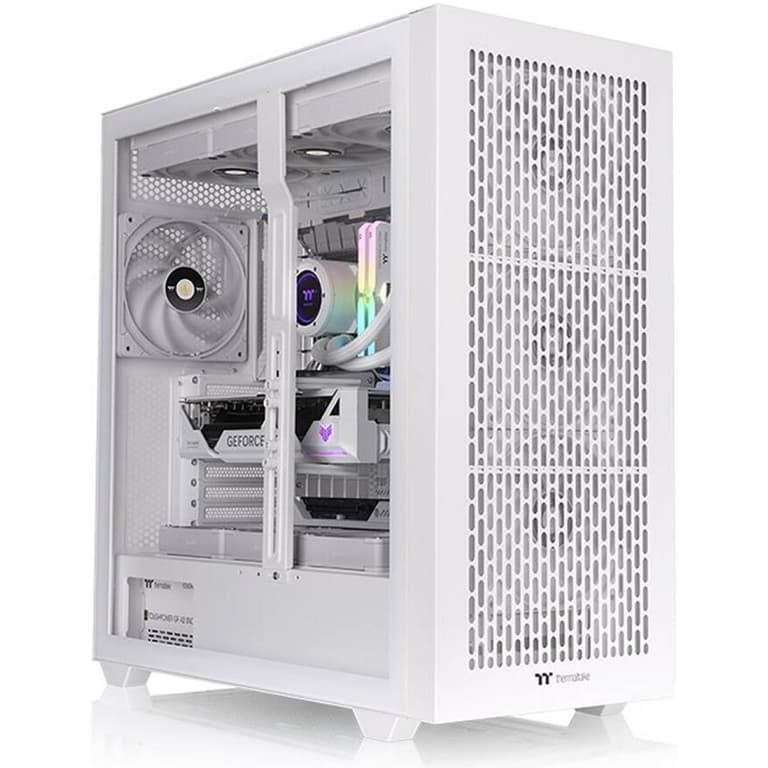 Thermaltake AX500 Full Tower PC Case, 4x 140mm CT140 Pre-Installed Fans, Up to 420mm Radiator & 14x Fan Support, Dust Filters, Steel & Tempered Glass Panels, SPCC Material, White