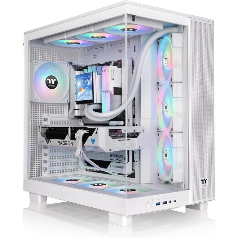 Thermaltake View 380 XL TG ARGB Mid Tower PC Case, 4x 120mm aRGB Lite Pre-Installed Fans, Up to 360mm Radiator & 10x Fan Support, USB Type-C x1, USB 3.0 x2, HD Audio, White