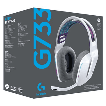 Logitech G733 LightSpeed Wireless Headset w/ Suspension Headband Lightsync RGB & Blue VOiCE MIC Technology , White