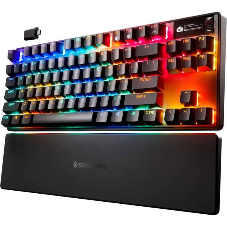SteelSeries Apex Pro TKL Gen 3 Wireless Mechanical Gaming Keyboard, OmniPoint 3.0 Adjustable HyperMagnetic Switches, Double Shot PBT Keycaps, US English Layout, Wireless Connectivity, Black