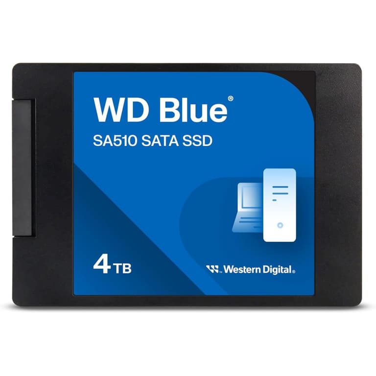 Western Digital 4TB WD Blue SA510 SATA Internal Solid State Drive SSD - SATA III 6 Gb/s, 2.5"/7mm, Up to 560 MB/s