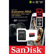 SanDisk Extreme Pro 64GB microSDXC UHS-I V30 200MB/s Read 140MB/s Write Memory Card for 4K Video on Smartphones Action Cams & Drones product image