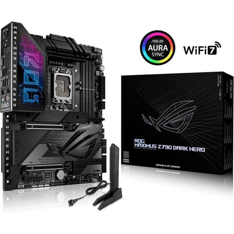 ASUS ROG MAXIMUS Z790 DARK HERO ATX Intel Z790 Chipset, 4x DDR5 DIMM, 192GB Max Memory, Intel WiFi 7, BTv5.4, 2.5Gb ETH, PCIe 5.0 x16, HDMI/Thunderbolt 4/USB-C