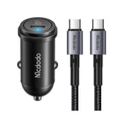 Mcdodo CC-7493 30W 1C PD Fast Car Charger+ Type-C to Type-C Cable 1.2m - Black product image