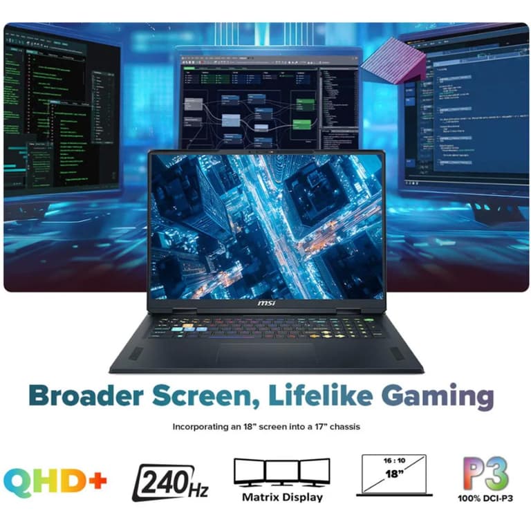 MSI Vector 18 HX AI (2025) A2XWJG NEW Intel Core Ultra 9 Gen II 275HX 24-Cores w/ NVIDIA RTX™ 5090 24GB DDR7 & 2.5K IPS 240Hz Display , Cosmos Gray