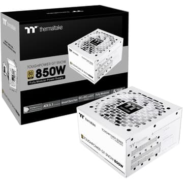 Thermaltake Toughpower GT 850W ATX 3.1 80 Plus Gold Fully Modular Smart Zero Fan; Native 450W PCIe 5.1 Connector , White