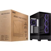 ASUS A31 Plus TG ARGB ATX 4x Pre-Installed ARGB Fans, Glass Front Panel, Compatible with Hidden Port Motherboards, 360mm Radiators, 380mm Graphics, Black product image