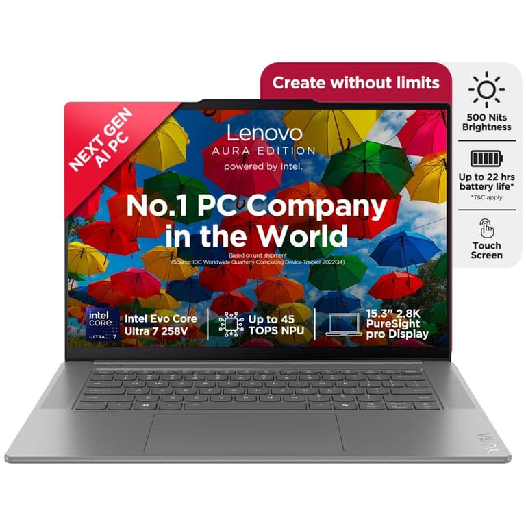 Lenovo Yoga Slim 7i Aura Edition (2025) NEW Intel Core Ultra 7 Gen II 258V 8-Cores CoPilot+ PC w/ Intel® Arc™ Graphics 140V & 2.8K OLED 120Hz Screen