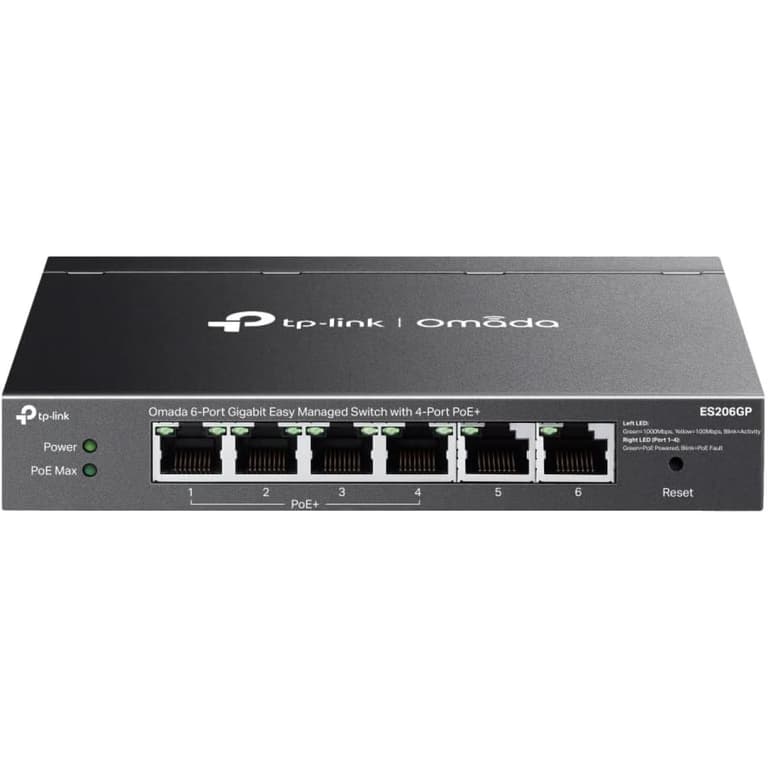 TP-Link Omada ES206GP 6-Port Gigabit Easy Managed Switch with 4-Port PoE+, 65W Power Budget, Auto Recovery, Port Isolation, VLAN, IGMP Snooping, Centralised Cloud Management